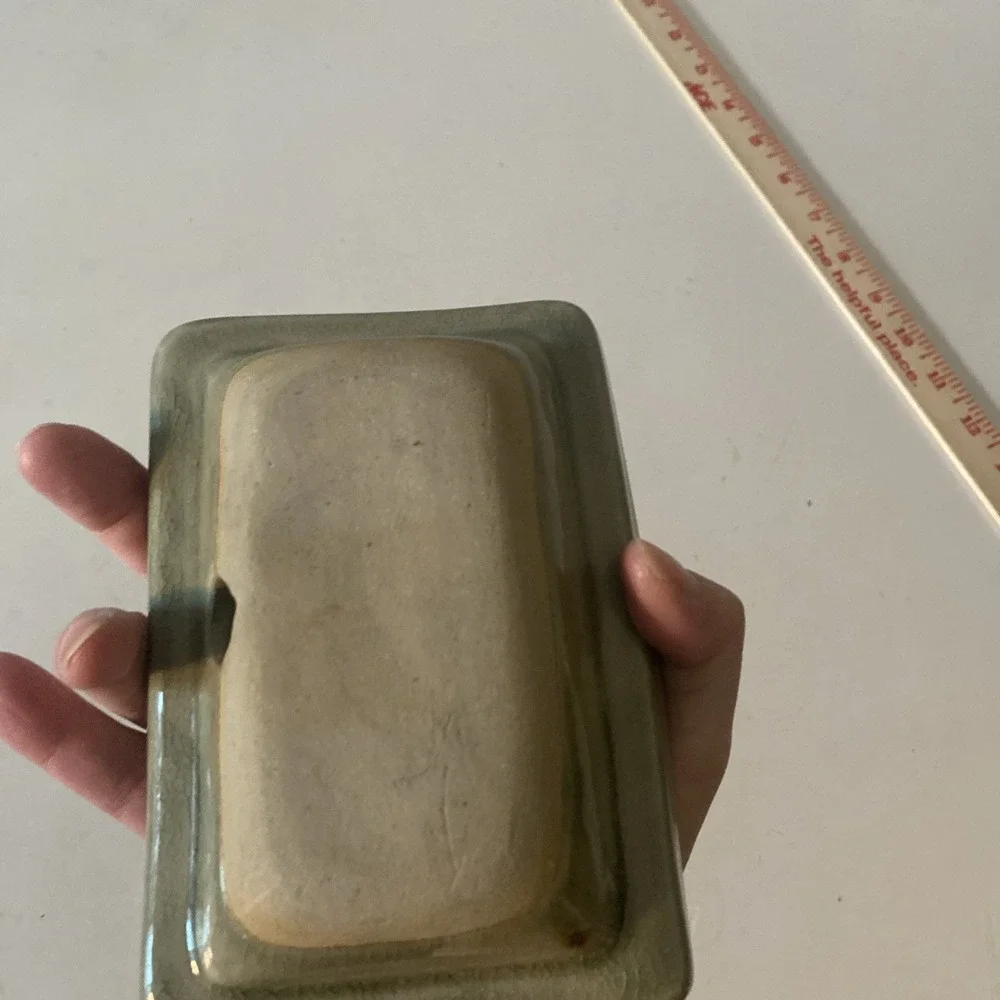 Whimisical Sage Green Soap Dish With Drain Holes Turtles Glazed Pottey